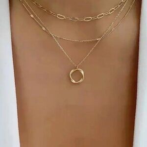 "Anya" Layered Gold Circle Necklace